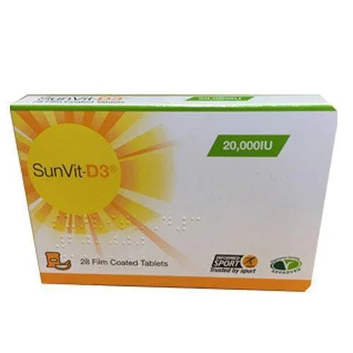 Halal Vitamin D3 SunVit-D3 Vitamin D 20000IU Film Coated Tablets x 28 - SunVit EasyMeds Pharmacy