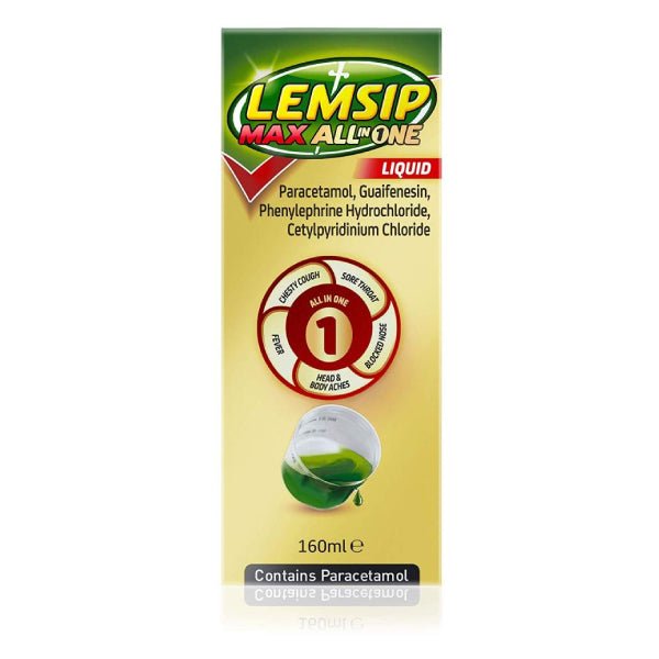 Lemsip Max All in One Cold & Flu Liquid 160ml - Reckitt Benckiser EasyMeds Pharmacy