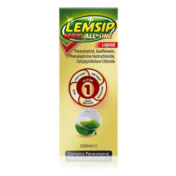 Lemsip Max All in One Cold & Flu Liquid 160ml - Reckitt Benckiser EasyMeds Pharmacy