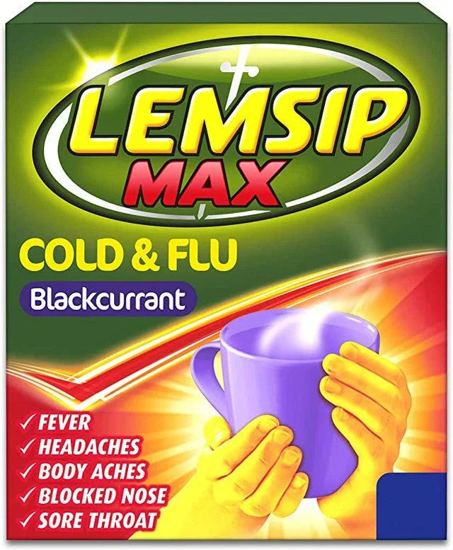 Lemsip Max Cold & Flu Blackcurrant Sachets x 10 - Reckitt Benckiser EasyMeds Pharmacy