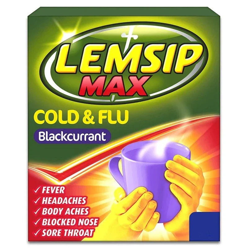 Lemsip Max Cold & Flu Blackcurrant Sachets x 10 - Reckitt Benckiser EasyMeds Pharmacy