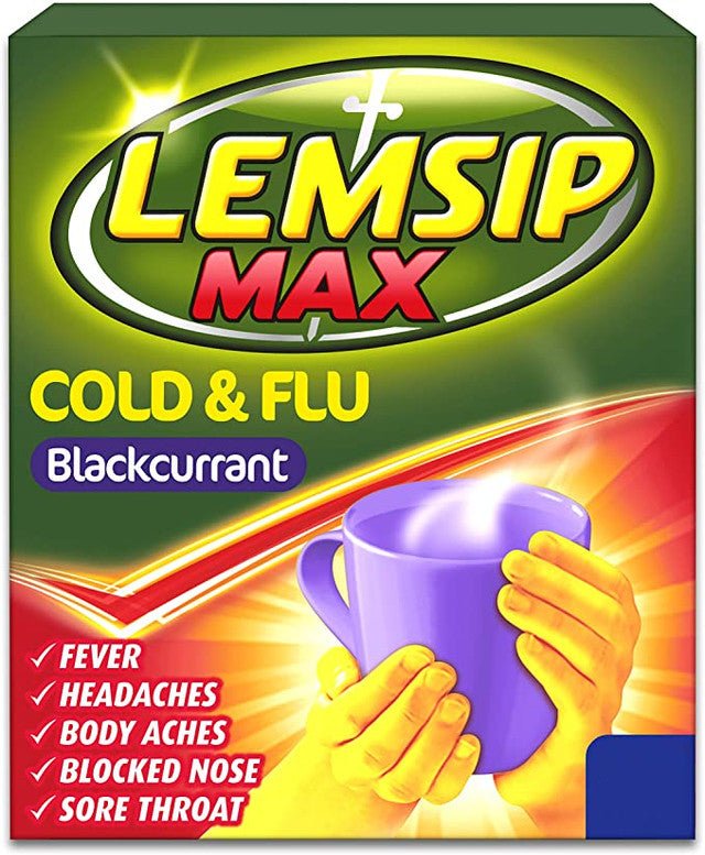 Lemsip Max Cold & Flu Blackcurrant Sachets x 5 - Reckitt Benckiser EasyMeds Pharmacy