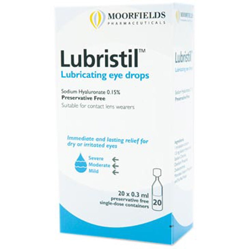 Lubristil Lubricating Eye Drops 20 x 0.3ml - Moorfields EasyMeds Pharmacy