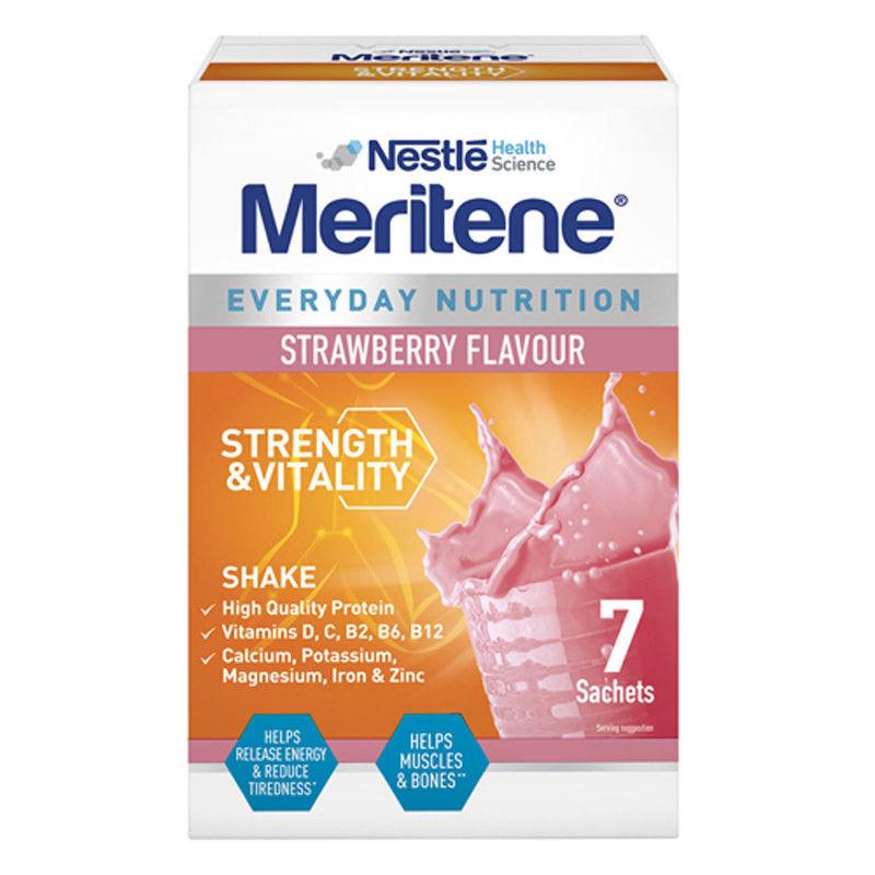 Meritene Energis Shake Strawberry 30g x 7 - Nestle EasyMeds Pharmacy