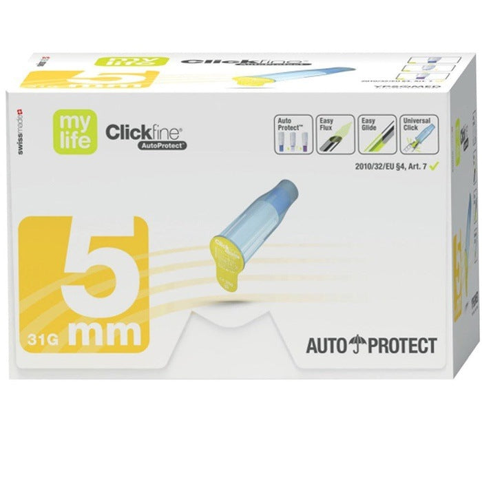 Mylife Clickfine Auto Protect Pen Needles 5mm x 100 - Ypsomed Limited EasyMeds Pharmacy