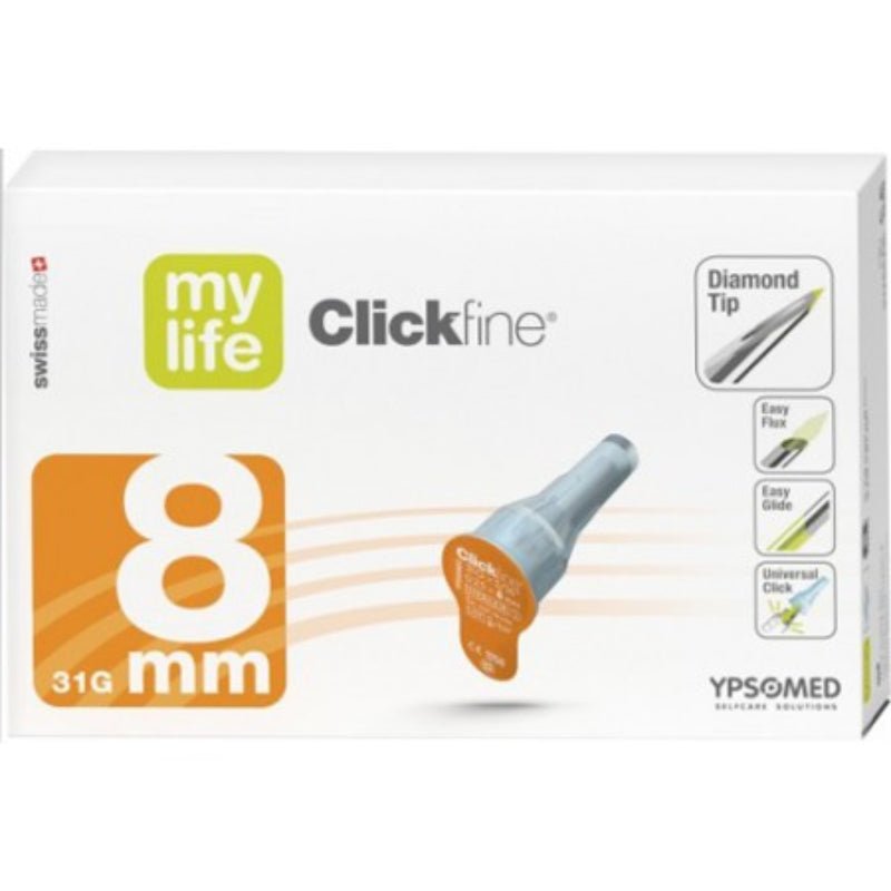 Mylife Clickfine Diamond Tip Pen Needles 8mm x 100 - Ypsomed Limited EasyMeds Pharmacy