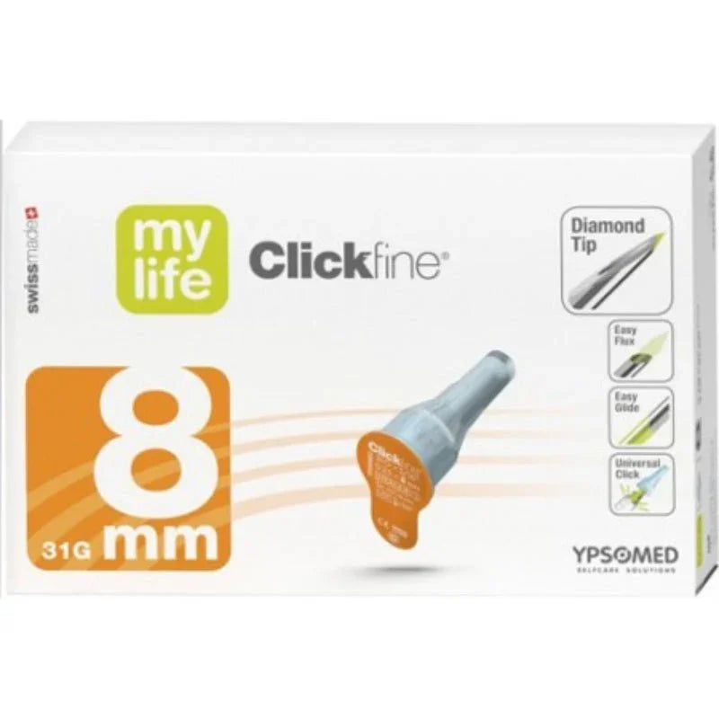 Mylife Clickfine Diamond Tip Pen Needles 8mm x 100 - Ypsomed Limited EasyMeds Pharmacy