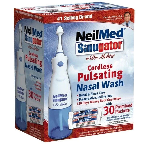 NeilMed Sinugator Pulsating Sinus Irrigator / Nasal Wash: Allergies Cold & 30 sa - NeilMed EasyMeds Pharmacy