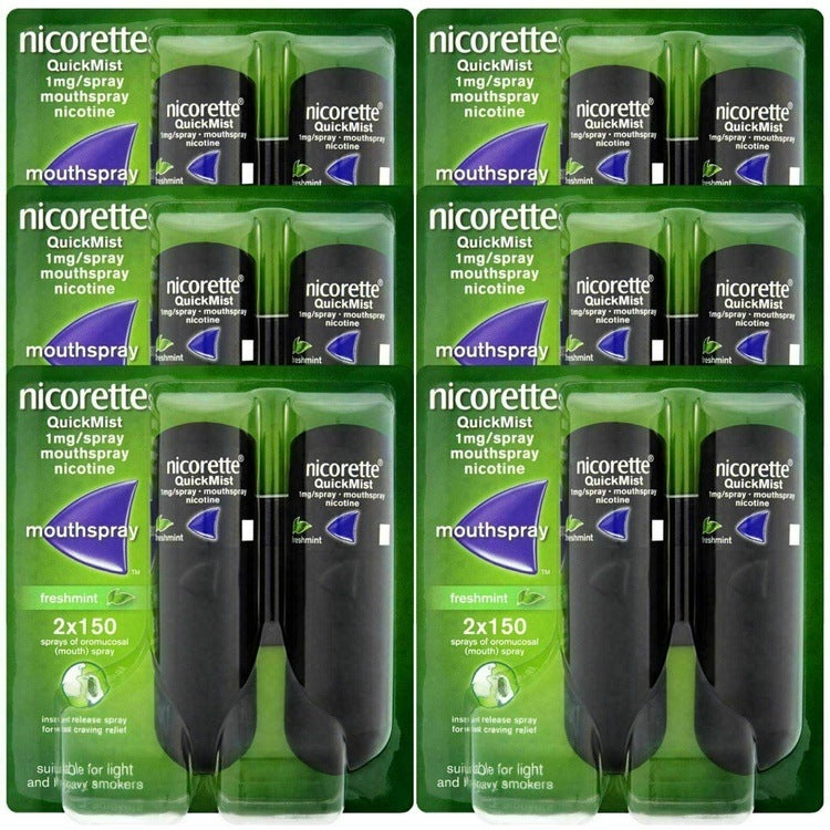 Nicorette QuickMist Duo Freshmint Mouthspray 1mg 2x150 Sprays | Pack of 6 - Nicorette EasyMeds Pharmacy