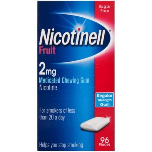 Nicotinell Fruit Medicated Chewing Gum 2mg x 96 / 204 - Johnson & Johnson EasyMeds Pharmacy