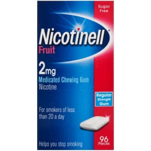 Nicotinell Fruit Medicated Chewing Gum 2mg x 96 / 204 - Johnson & Johnson EasyMeds Pharmacy