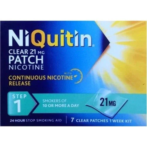 NiQuitin CQ Clear Patches (Step 1) 21mg x 7 - NiQuitin EasyMeds Pharmacy