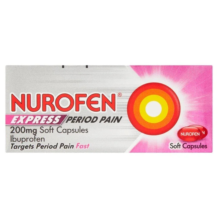 Nurofen Express Period Pain 200mg Soft Capsules x 16 - Reckitt Benckiser EasyMeds Pharmacy