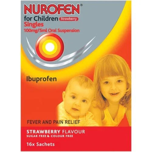 Nurofen Strawberry Single Sachets x16 for Children - Reckitt Benckiser EasyMeds Pharmacy