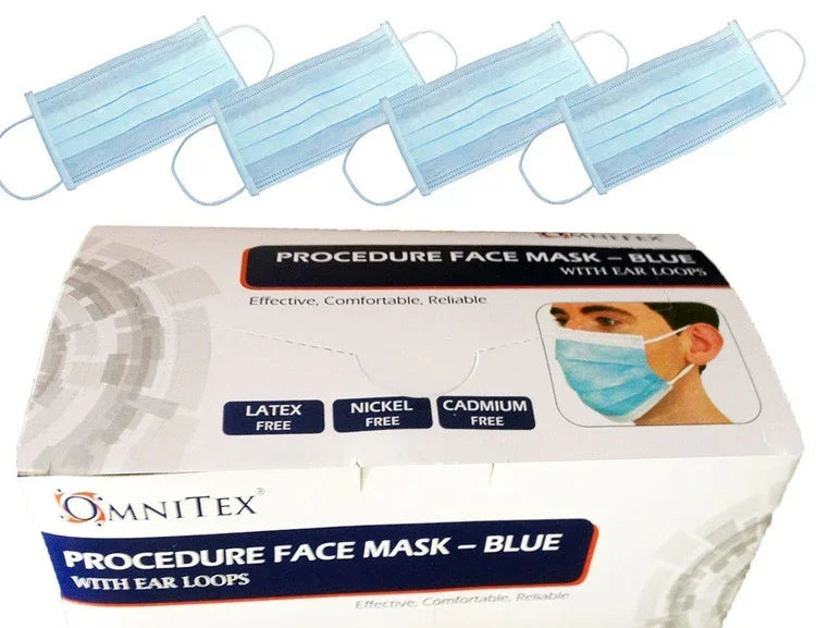 Omnitex 3ply Fluid Resistant Type II Surgical Face Mask/Ear Loops (Pack of 50) - Omnitex EasyMeds Pharmacy