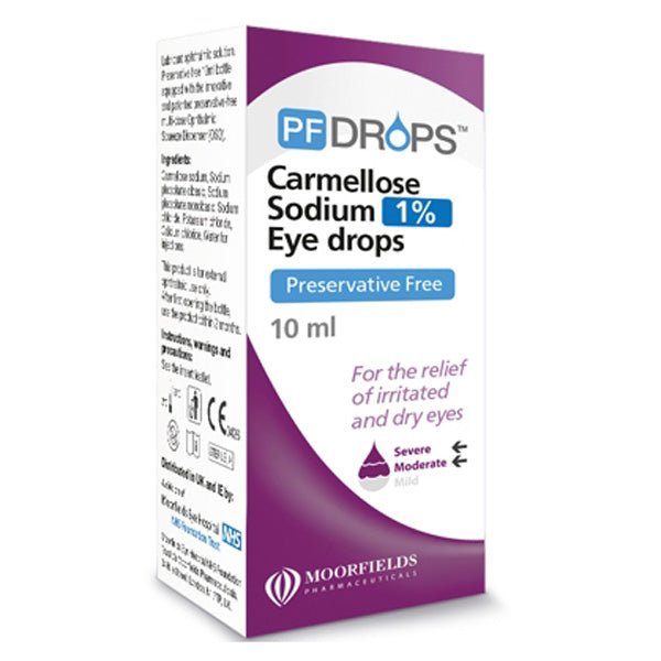 PF Drops Carmellose Sodium 1% Preservative Free Eye Drops - 10ml - Moorfields EasyMeds Pharmacy