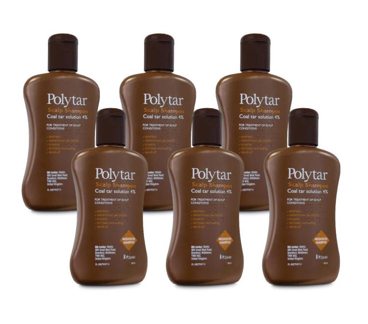 Polytar Shampoo 150ml x 6 - Bulk Pack Coal Tar Scalp Cleanser - GlaxoSmithKline EasyMeds Pharmacy
