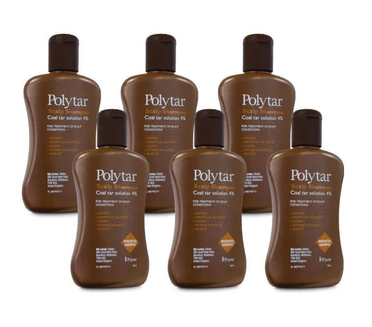 Polytar Shampoo 150ml x 6 - Bulk Pack Coal Tar Scalp Cleanser - GlaxoSmithKline EasyMeds Pharmacy
