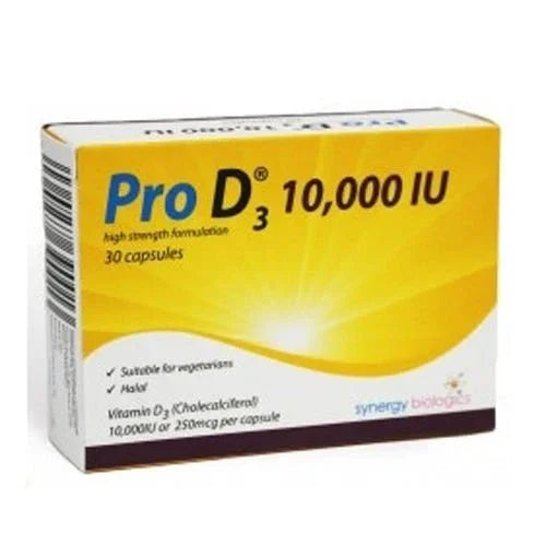 Pro D3 Vitamin D3 10000IU Capsules x 30 (Halal/Vegetarian Approved) - Synergy Biologics EasyMeds Pharmacy