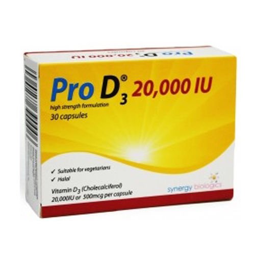 Pro D3 Vitamin D3 20000IU Capsules x 30 (Halal/Vegetarian Approved) - Synergy Biologics EasyMeds Pharmacy