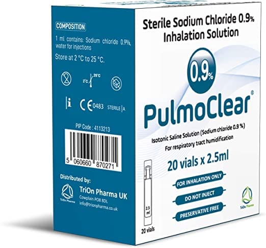 PulmoClear Isotonic 0.9% Sodium Chloride Inhalation Saline Solution 2.5ml x 20 - Trion Pharma Ltd EasyMeds Pharmacy