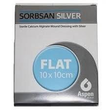 Sorbsan Flat Silver Anti-Microbial dressings 10cm x 10cm (x10) - Aspen Medical EasyMeds Pharmacy