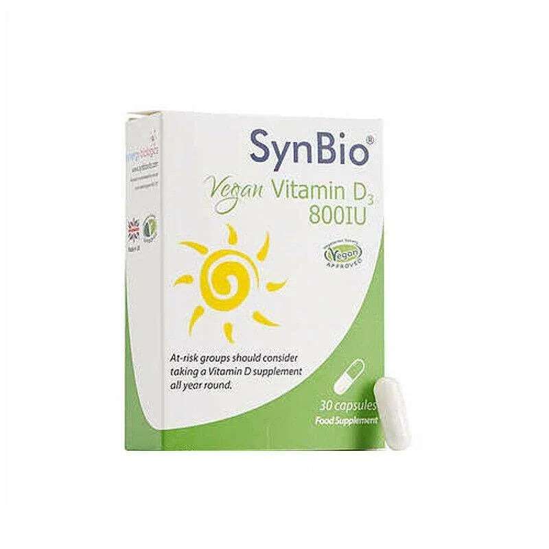 Synbio Vegan Vitamin D3 800 IU Capsules x 30 - Synergy Biologics Ltd EasyMeds Pharmacy