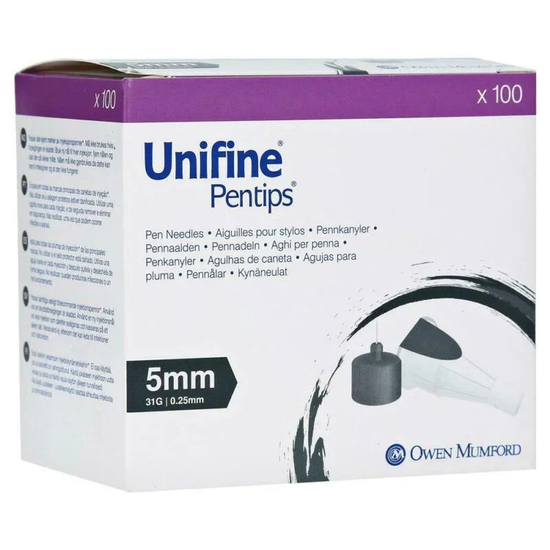 Unifine Pentips 31Gauge Pen Needles 5mm x 100 - Owen Mumford EasyMeds Pharmacy