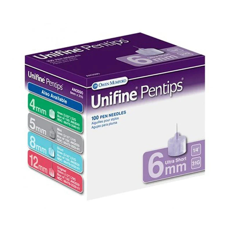 Unifine Pentips 31Gauge Pen Needles 6mm x 100 - Owen Mumford EasyMeds Pharmacy