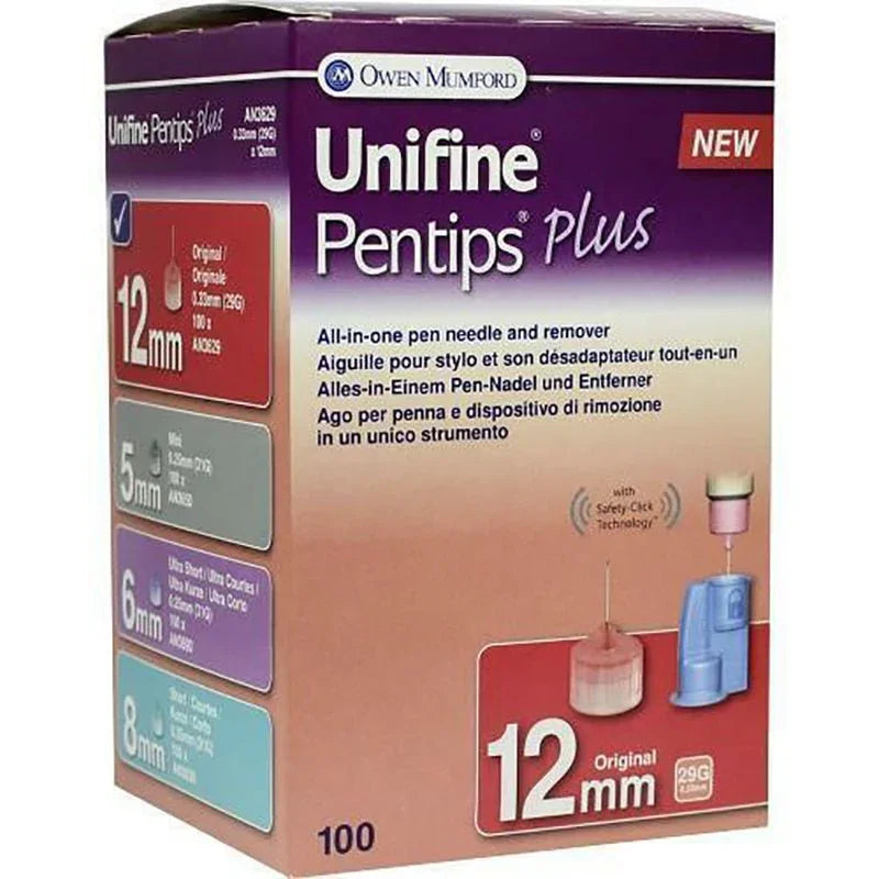 Unifine Pentips Plus 29Gauge Pen Needles 12mm x 100 - Owen Mumford EasyMeds Pharmacy