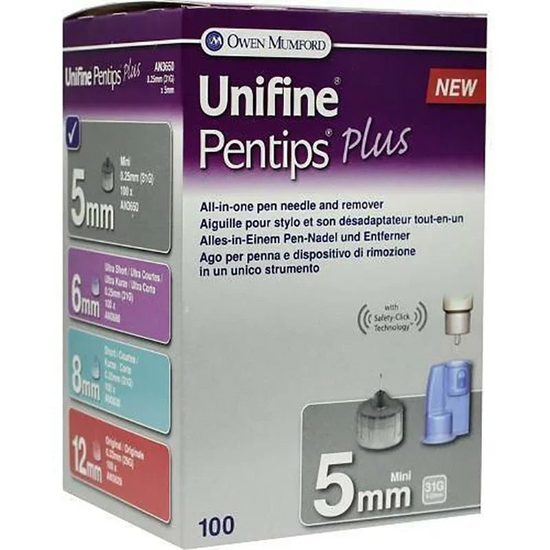 Unifine Pentips Plus 31Gauge Pen Needles 5mm x 100 - Owen Mumford EasyMeds Pharmacy