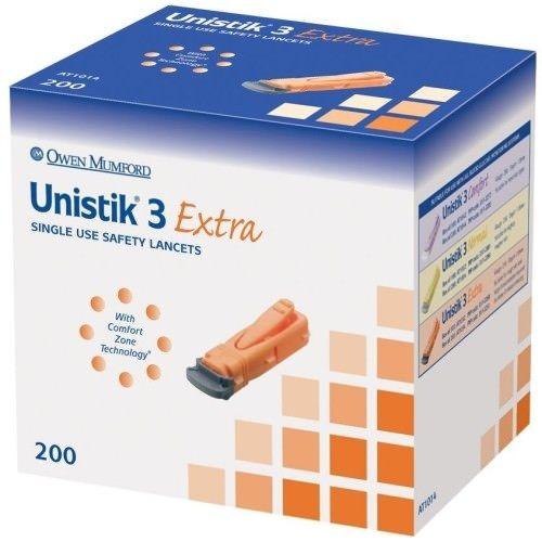 Unistik 3 Extra Single Use Safety Lancets x200 - Unistik EasyMeds Pharmacy