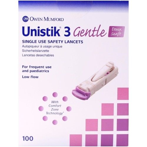 Unistik 3 Gentle Single Use Safety Lancets x100 - Unistik EasyMeds Pharmacy