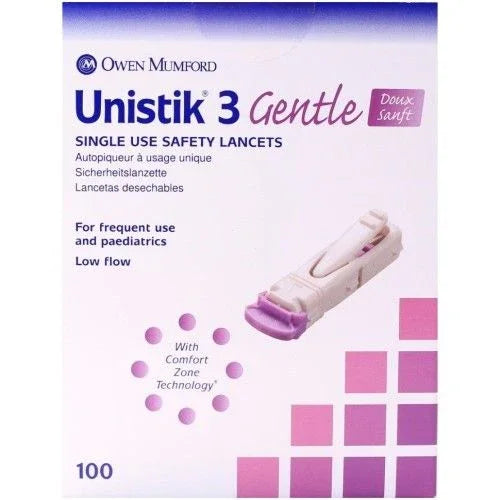 Unistik 3 Gentle Single Use Safety Lancets x100 - Unistik EasyMeds Pharmacy