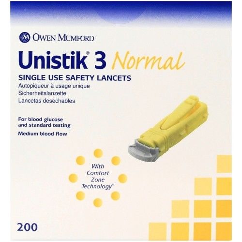 Unistik 3 Normal Single Use Safety Lancets x200 - Unistik EasyMeds Pharmacy