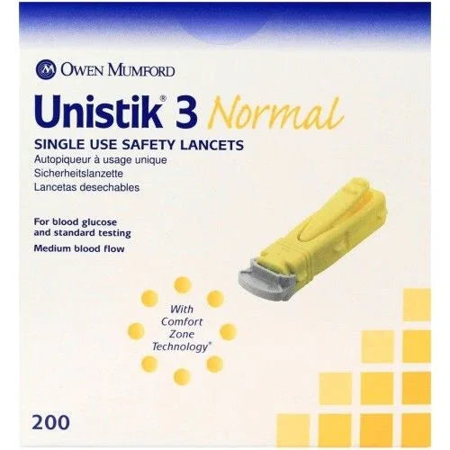 Unistik 3 Normal Single Use Safety Lancets x200 - Unistik EasyMeds Pharmacy