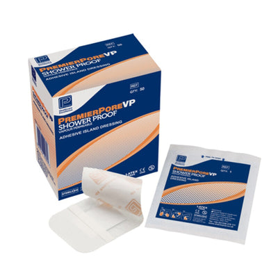 Premierpore Vapour-Permeable Adhesive Border Island Dressings 10cm x 15cm x 50