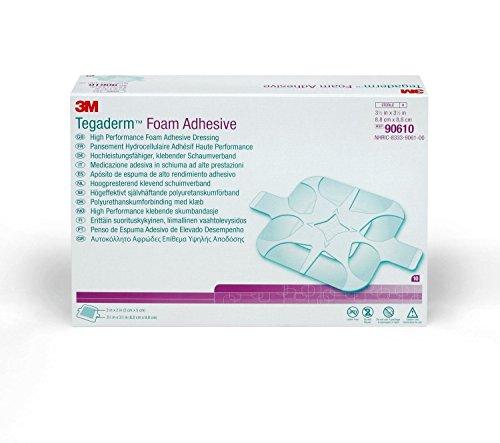 3M Tegaderm Foam Adhesive Dressing, 8.8cm x 8.8cm, Pack of 10 2972222