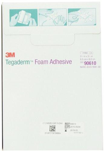 3M Tegaderm Foam Adhesive Dressing, 8.8cm x 8.8cm, Pack of 10 2972222
