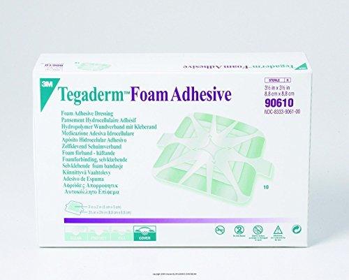 3M Tegaderm Foam Adhesive Dressing, 8.8cm x 8.8cm, Pack of 10 2972222