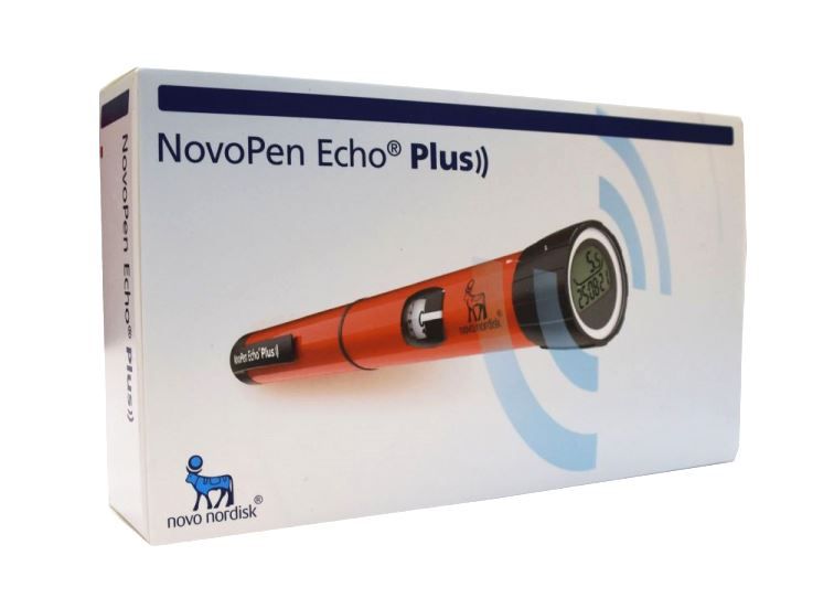 NovoPen Echo PLUS Smart Pen by Novo Nordisk - Measures 1/2 Units Blue or Red -   Novo Nordisk EasyMeds Pharmacy