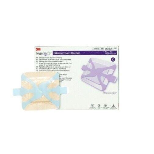 3M Tegaderm Silicone Foam Border Dressing 10cm x 10cm x10 90641 -   Tegaderm EasyMeds Pharmacy