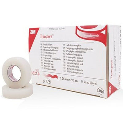 3M Transpore Surgical Tape Hypoallergenic | 1.25cm x 9.1m x 24 Rolls -   3M EasyMeds Pharmacy