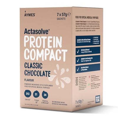 Aymes Actasolve Protein Compact Classic Chocolate High Protein Nutritional Powder 7x57g x 6 Packs