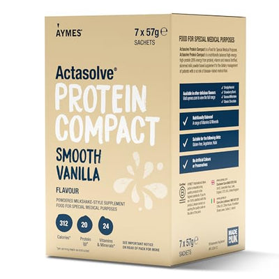 Aymes ActaSolve Protein Compact Vanilla High Protein Nutritional Powder 7x57g x 6 Packs