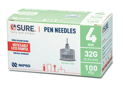 4Sure Pen Needles 32G - Choose from 4mm/5mm/6mm