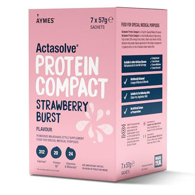 Aymes ActaSolve Protein Compact Strawberry High Protein Nutritional Powder 7x57g