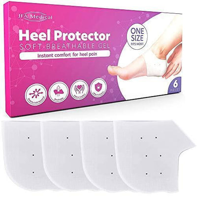 JFA Medical Silicone Gel Heel Protector Blister Prevention Plantar Fasciitis x6 -   JFA Medical EasyMeds Pharmacy