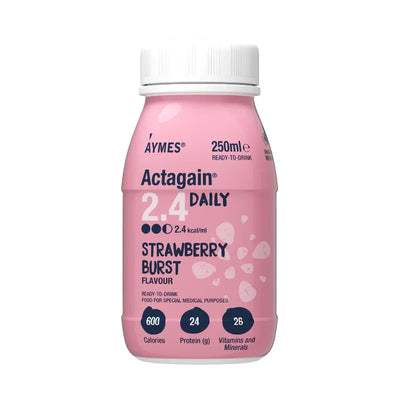 Aymes Actagain 2.4 Daily High Energy Nutritional Drink, Strawberry Burst 12 x 250ml