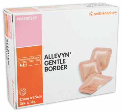 ALLEVYN Gentle Border 7.5cm x 7.5cm x10 Adhesive foam Dressings -   Smith & Nephew EasyMeds Pharmacy